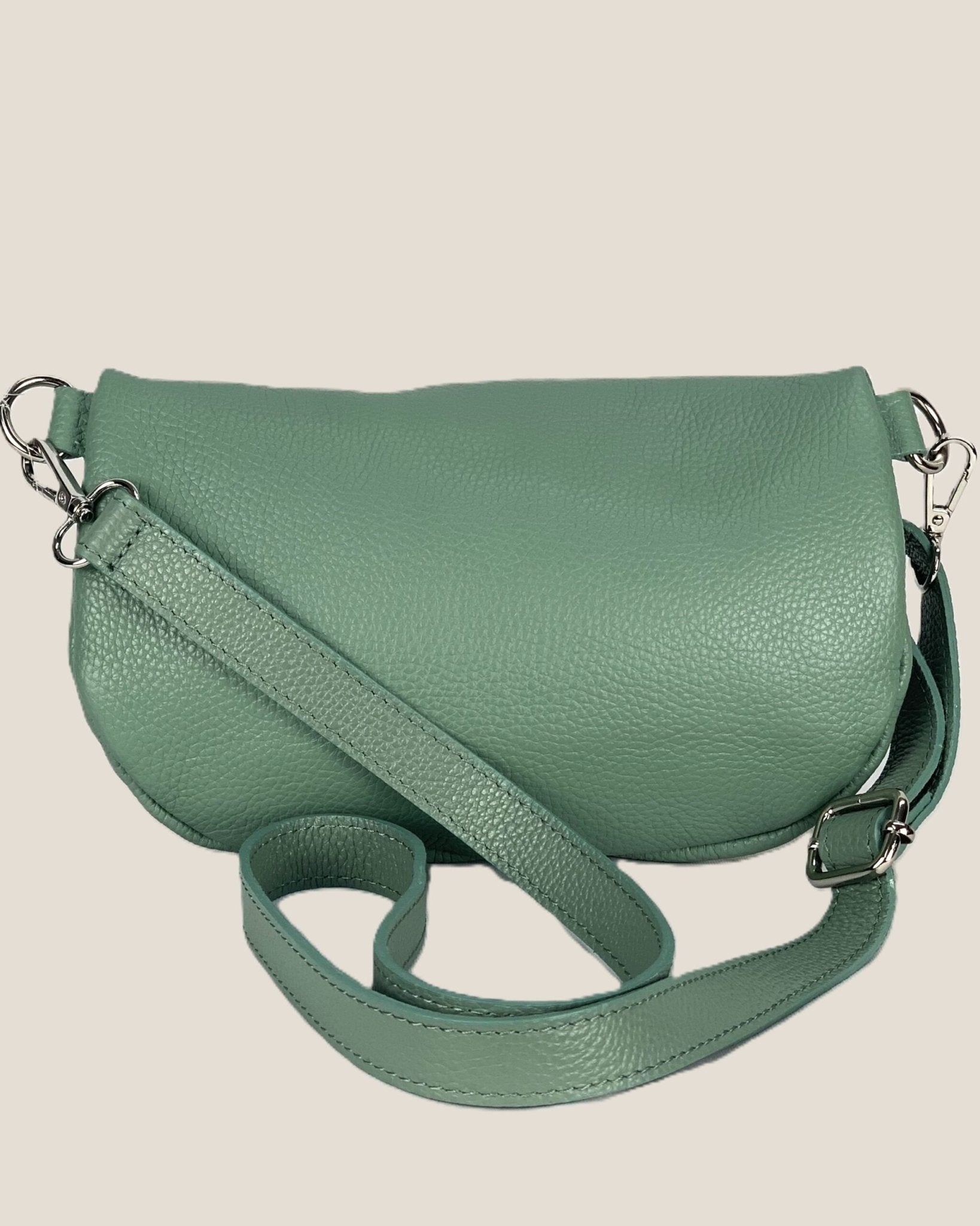 Marsupio o borsa a tracolla donna in vera pelle Emma colore Verde Menta - Alidiluna