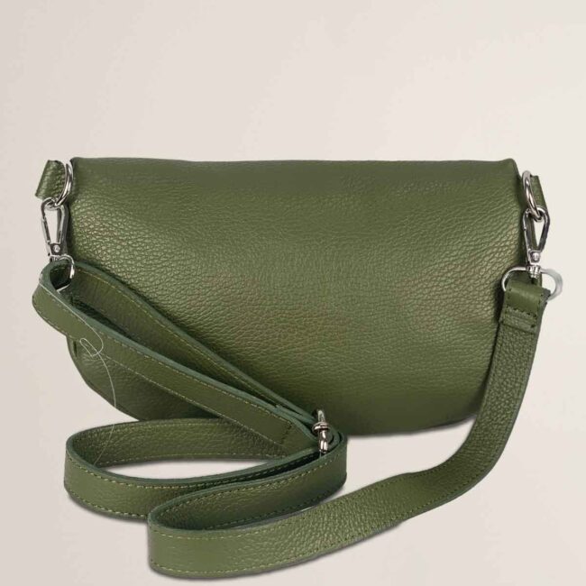 Marsupio o borsa a tracolla donna in vera pelle Emma colore Verde Militare - Alidiluna