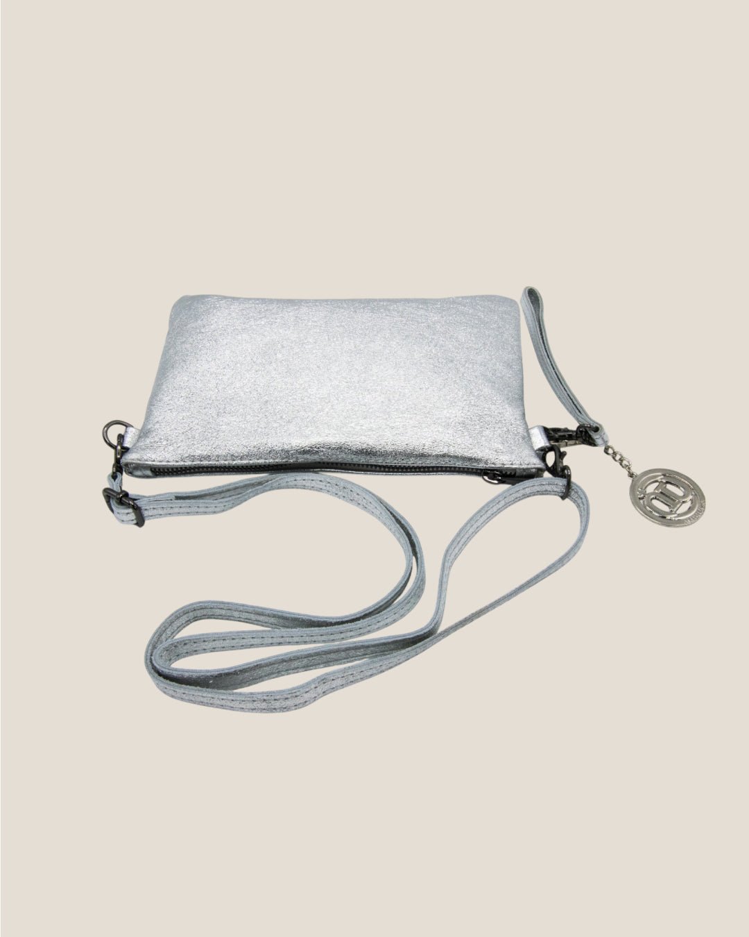 Pochette a tracolla Donna Chiara in vera pelle Argento - Alidiluna