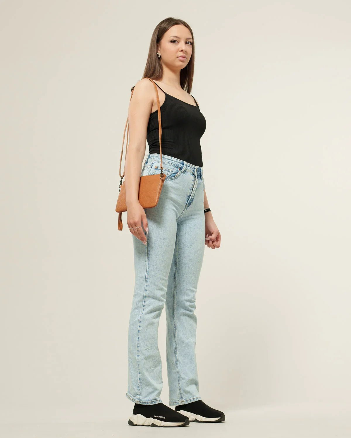 Pochette a Tracolla Donna Chiara in Vera Pelle Cognac - Alidiluna