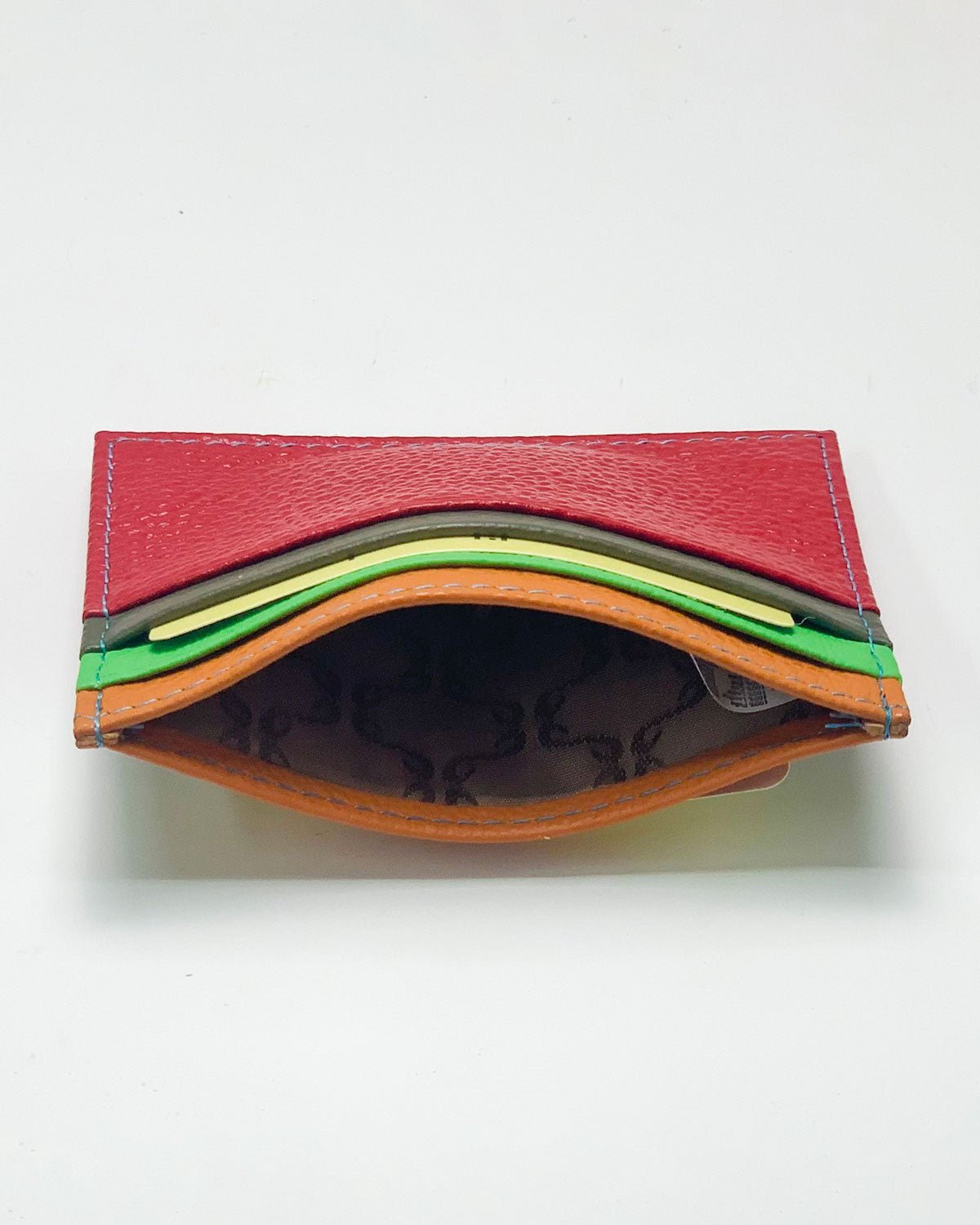 Porta carte Giove uomo in pelle rosso multicolore - Alidiluna