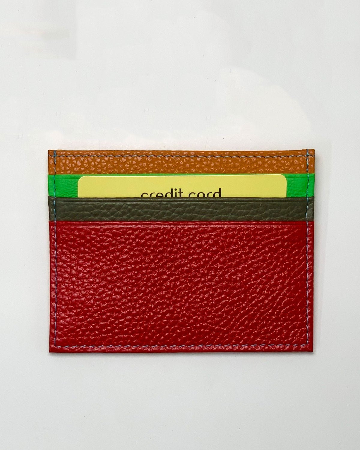 Porta carte Giove uomo in pelle rosso multicolore - Alidiluna