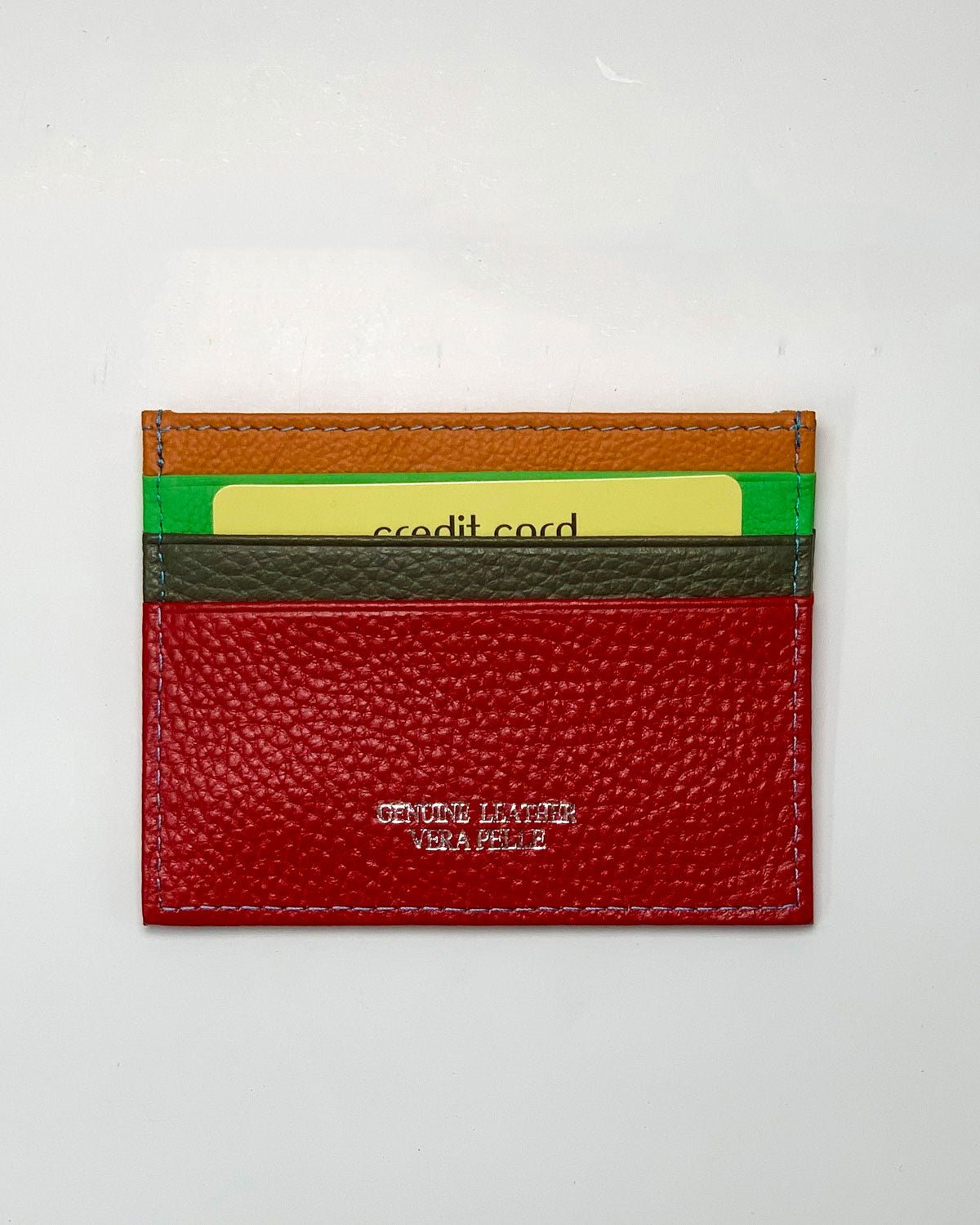 Porta carte Giove uomo in pelle rosso multicolore - Alidiluna