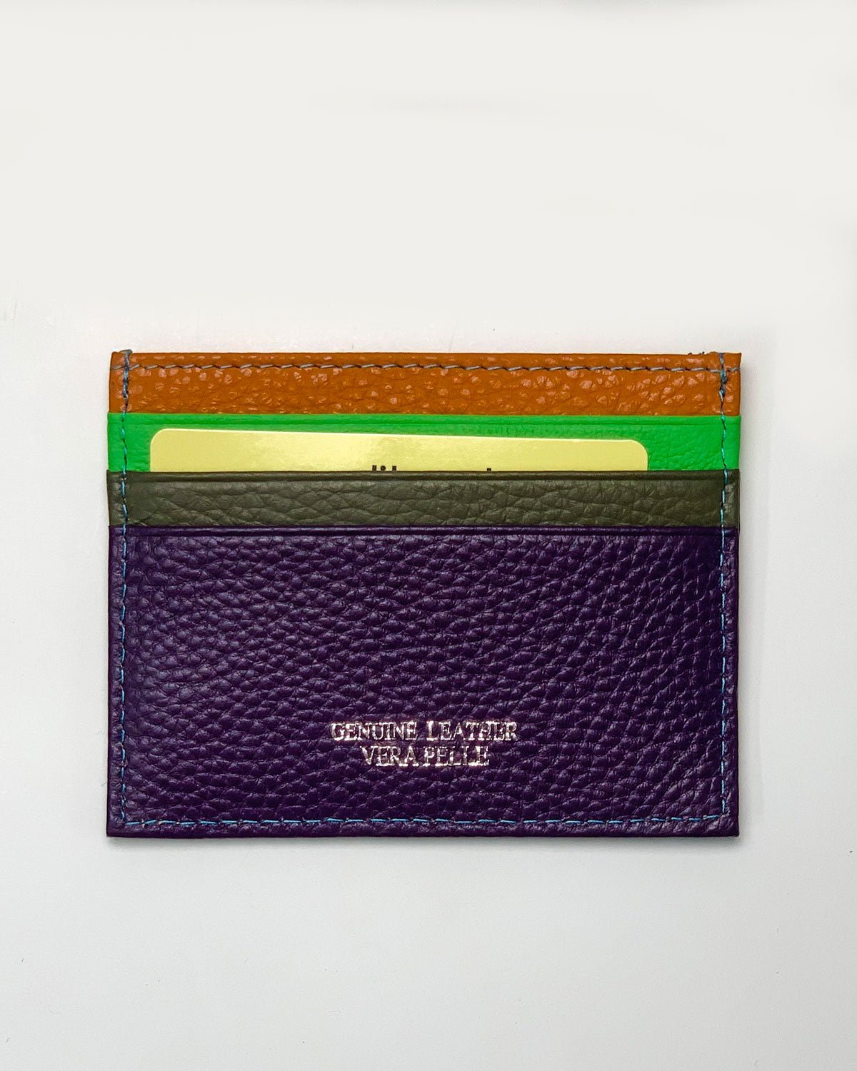 Porta carte Giove uomo in pelle viola multicolore - Alidiluna