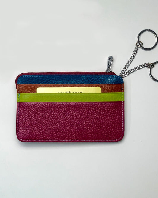 Porta carte portamonete Zeus uomo in pelle Ciclamino multicolore - Alidiluna