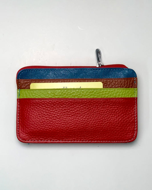 Porta carte portamonete Zeus uomo in pelle Rosso multicolore - Alidiluna