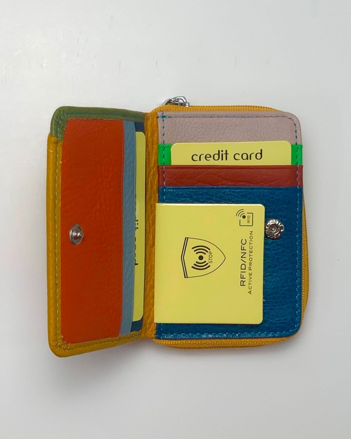 Portafoglio Portamonete Porta Carte donna Afrodite in vera pelle artigianale Giallo - Alidiluna