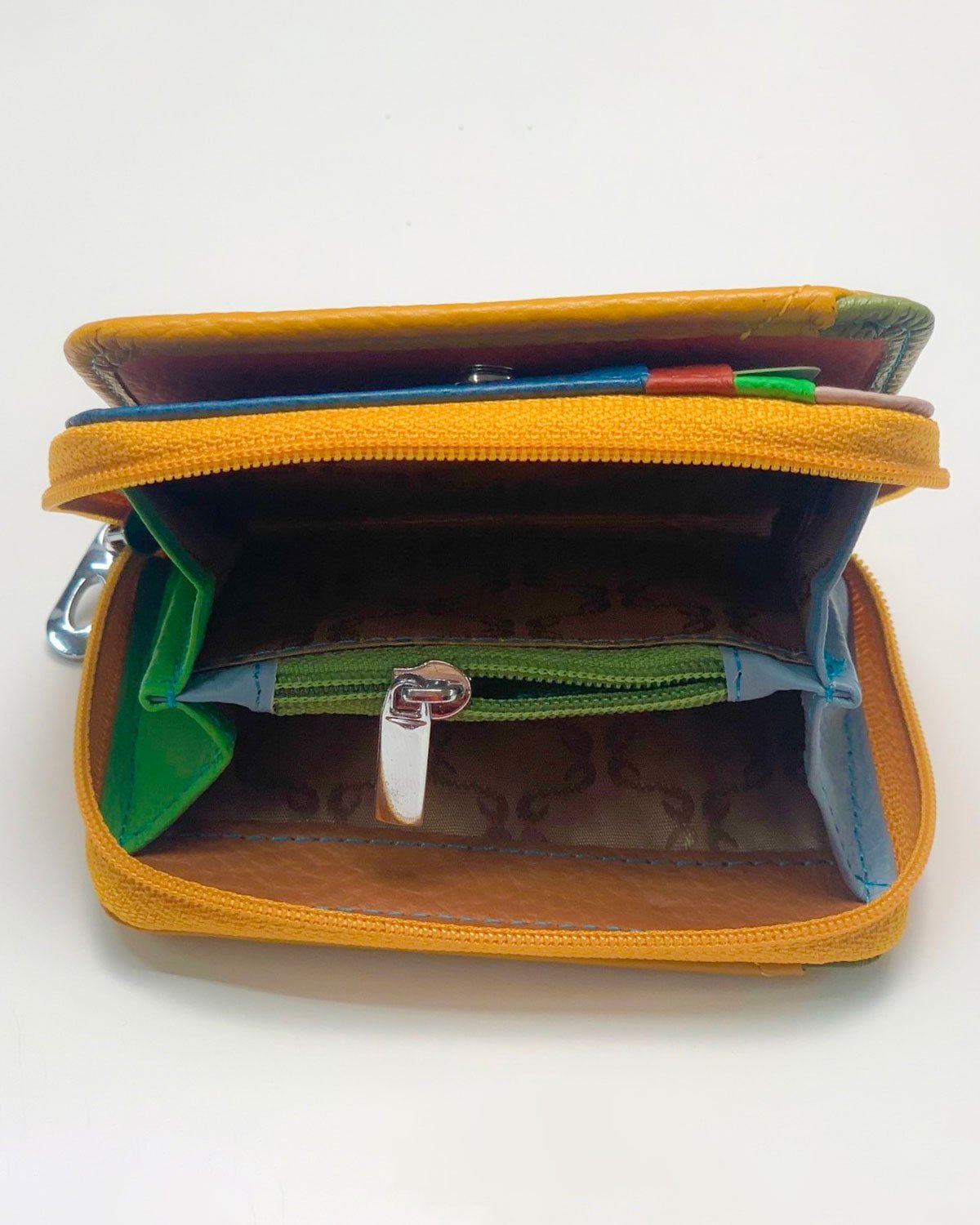 Portafoglio Portamonete Porta Carte donna Afrodite in vera pelle artigianale Giallo - Alidiluna