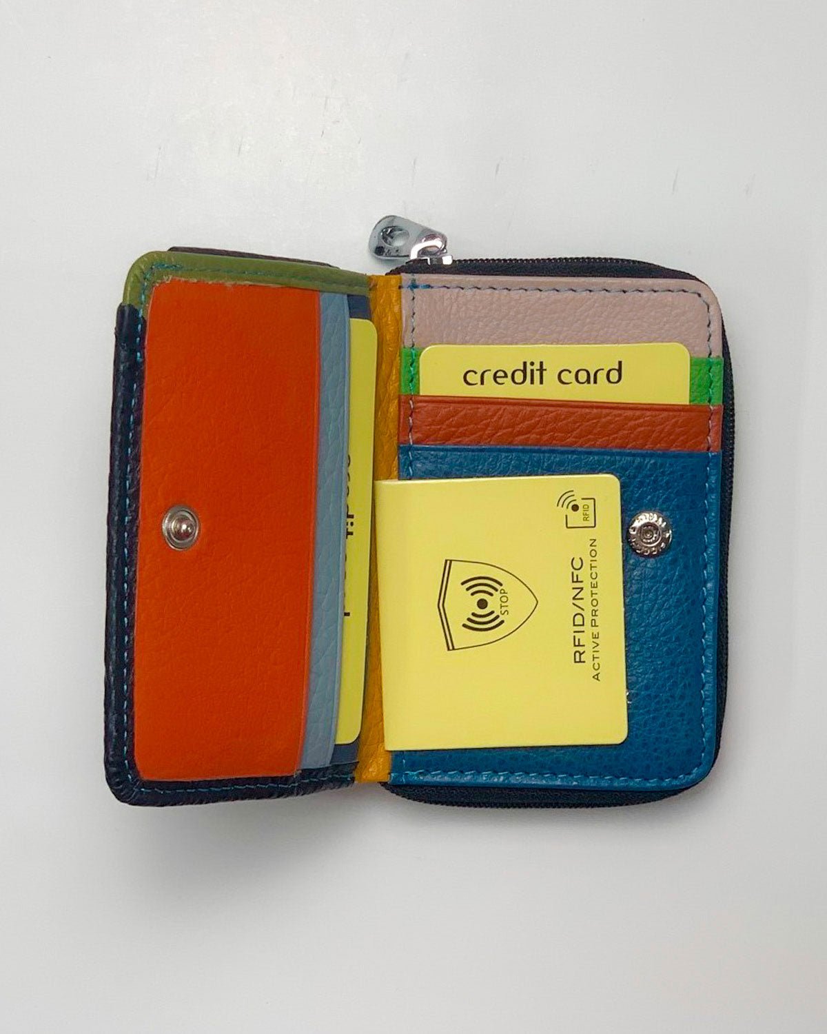 Portafoglio Portamonete Porta Carte donna Afrodite in vera pelle artigianale Nero - Alidiluna