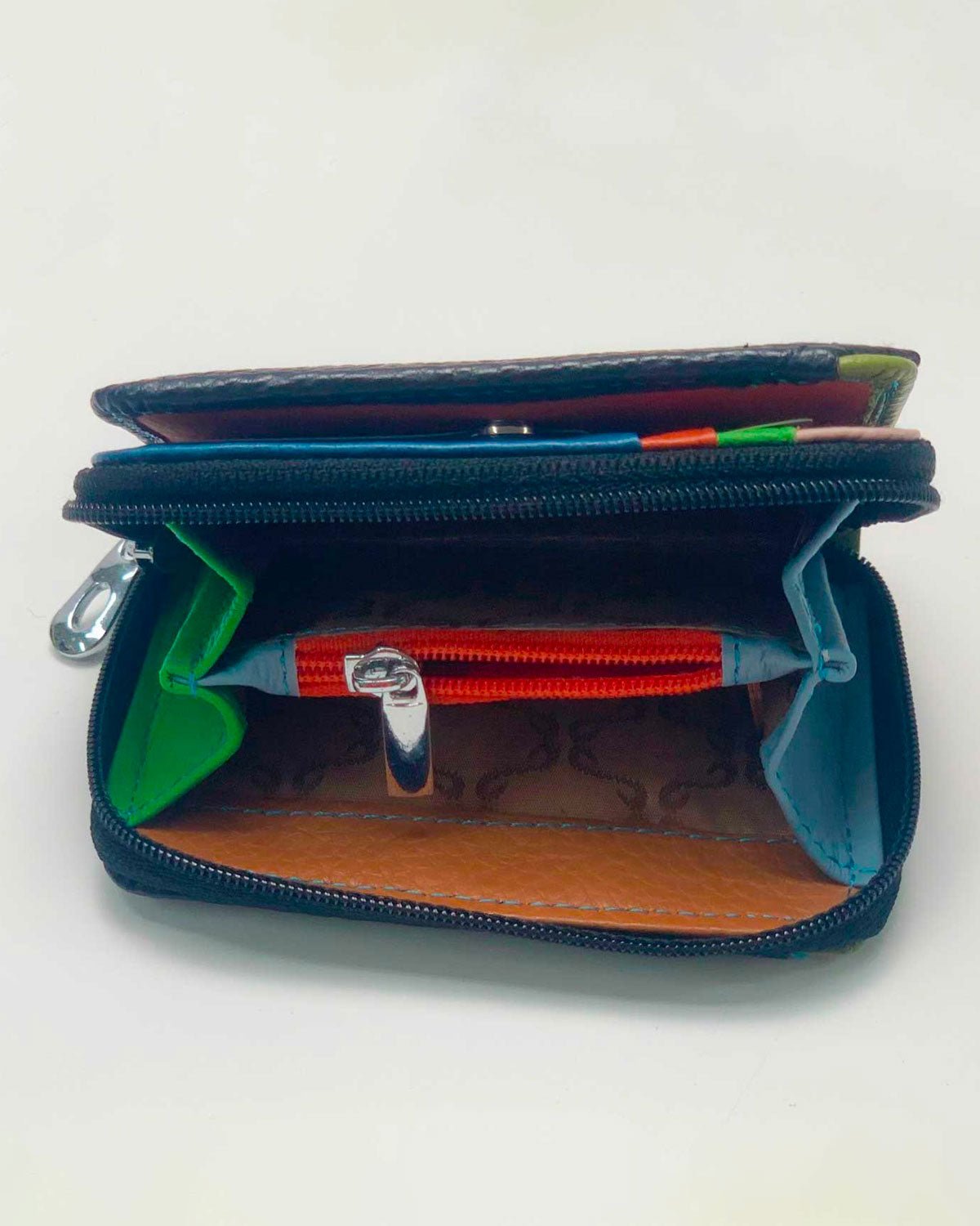 Portafoglio Portamonete Porta Carte donna Afrodite in vera pelle artigianale Nero - Alidiluna