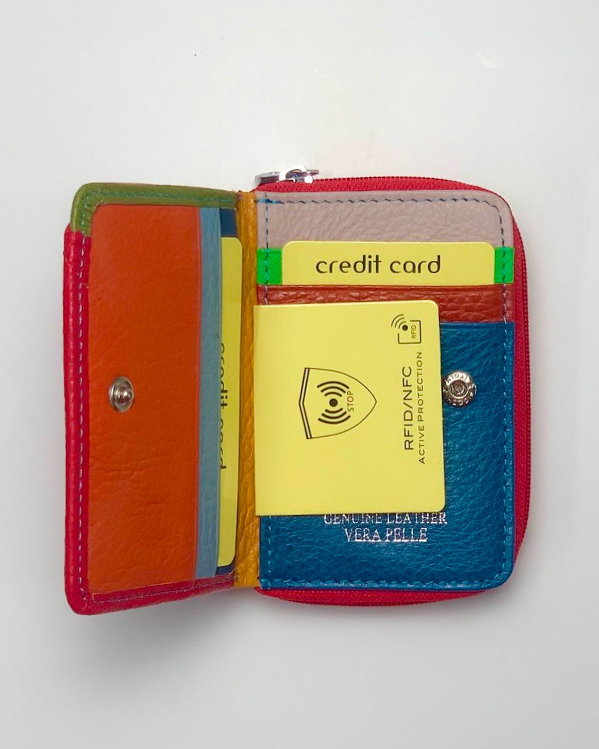 Portafoglio Portamonete Porta Carte donna Afrodite in vera pelle artigianale Rosso - Alidiluna