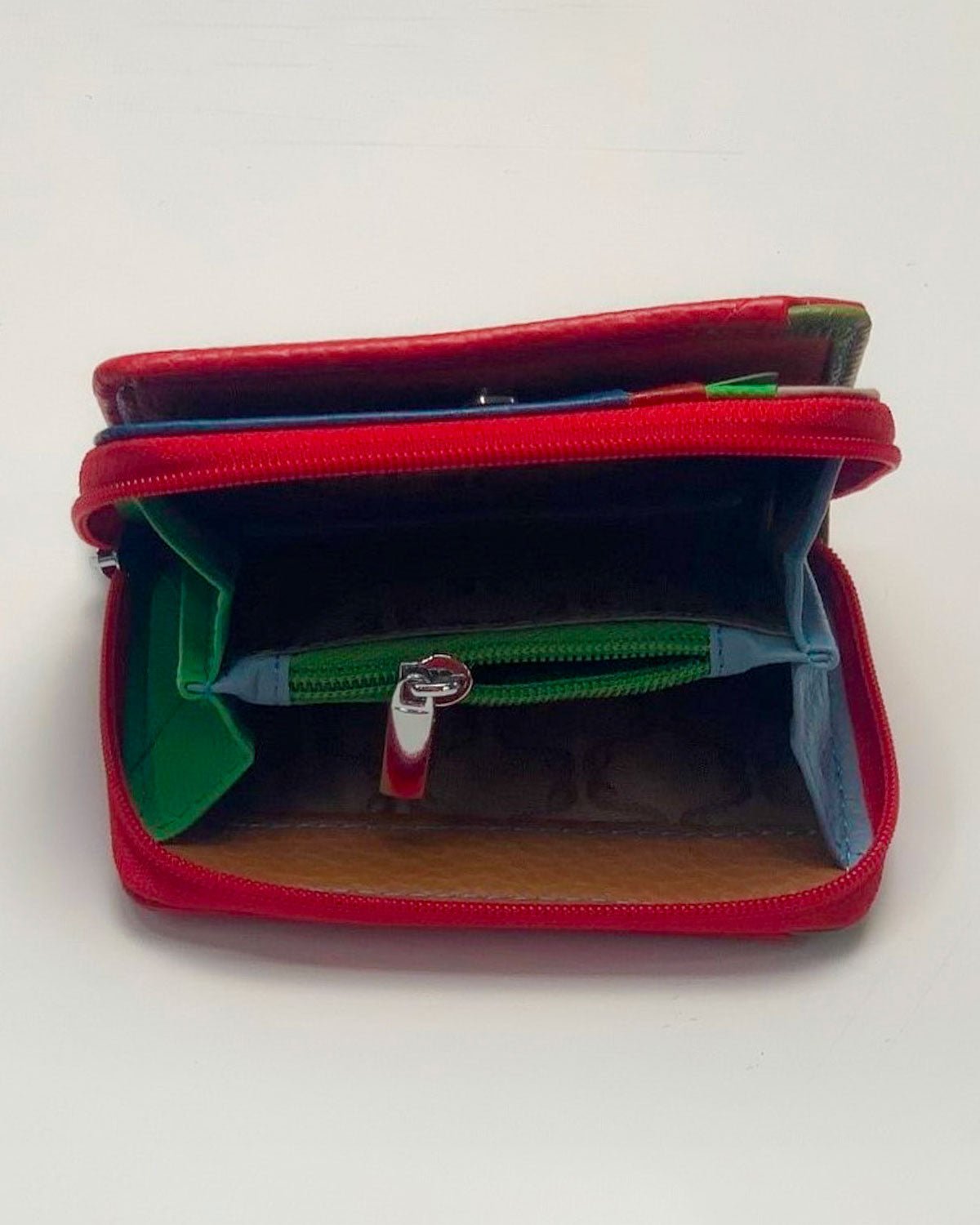 Portafoglio Portamonete Porta Carte donna Afrodite in vera pelle artigianale Rosso - Alidiluna