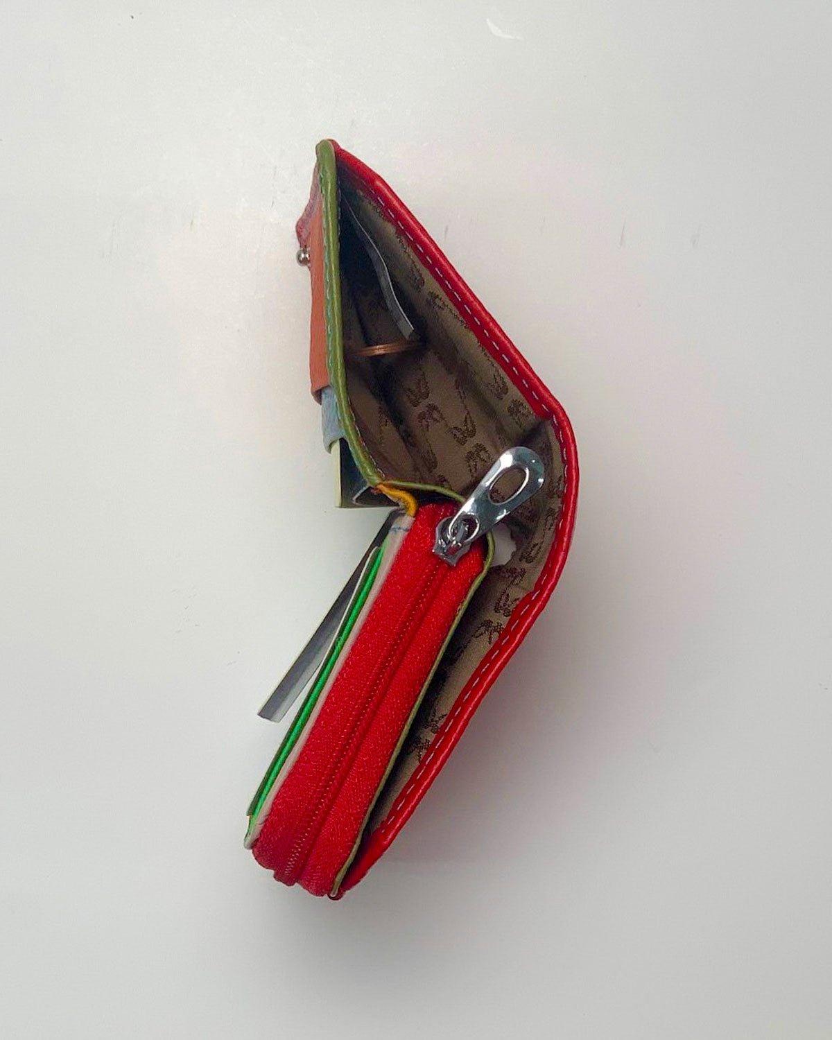 Portafoglio Portamonete Porta Carte donna Afrodite in vera pelle artigianale Rosso - Alidiluna