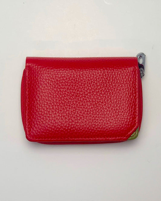 Portafoglio Portamonete Porta Carte donna Afrodite in vera pelle artigianale Rosso - Alidiluna