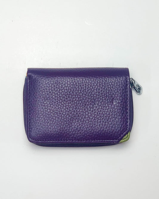 Portafoglio Portamonete Porta Carte donna Afrodite in vera pelle artigianale Viola - Alidiluna