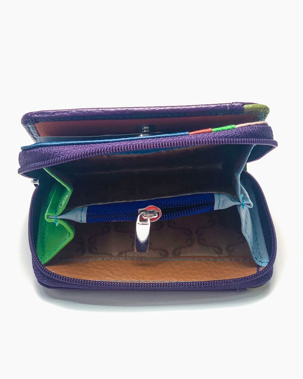 Portafoglio Portamonete Porta Carte donna Afrodite in vera pelle artigianale Viola - Alidiluna