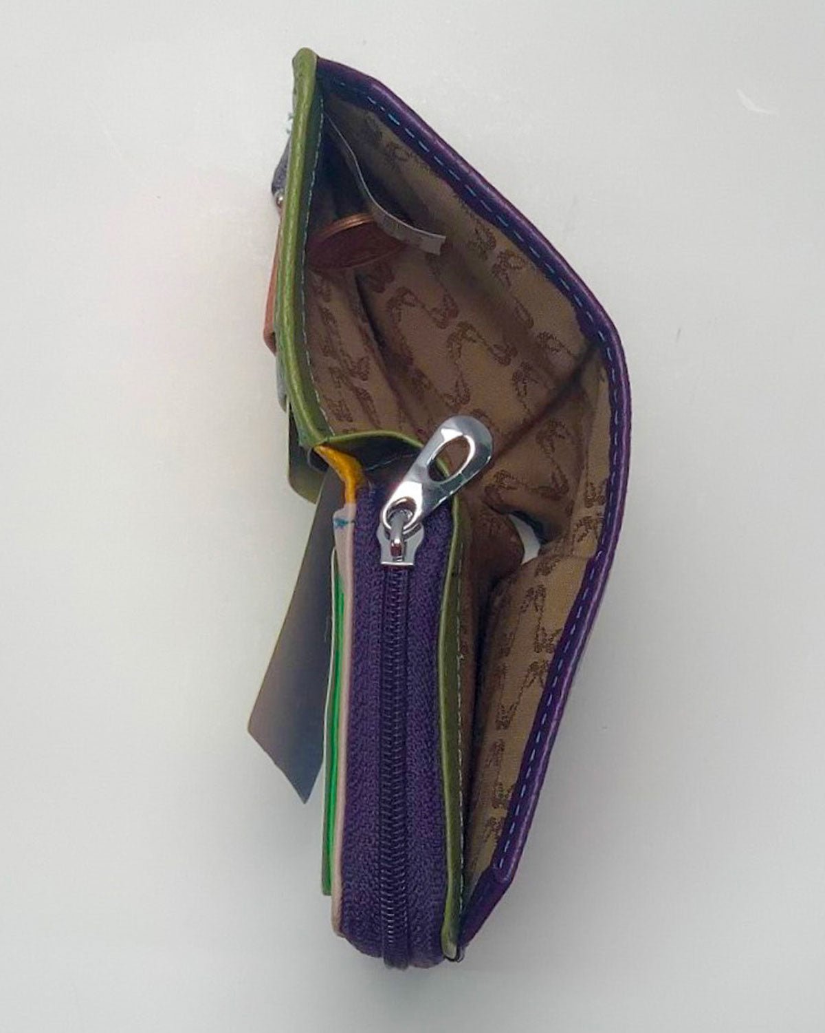 Portafoglio Portamonete Porta Carte donna Afrodite in vera pelle artigianale Viola - Alidiluna