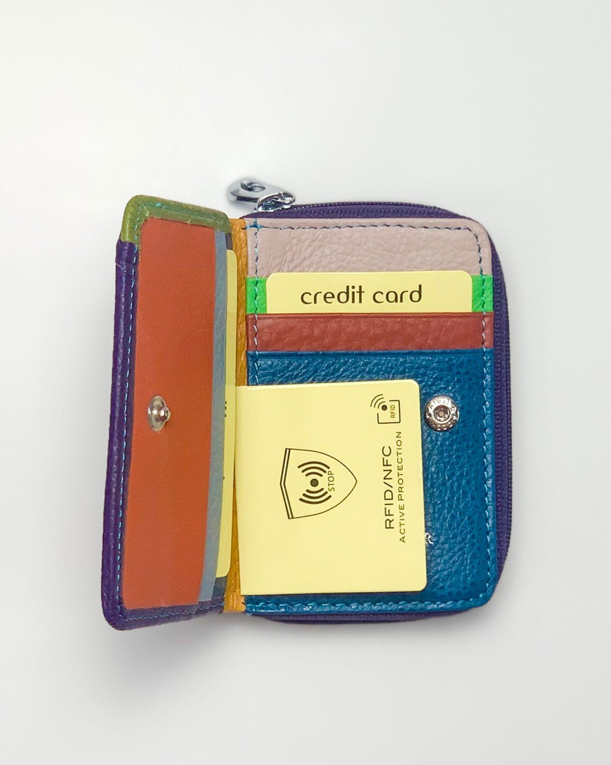 Portafoglio Portamonete Porta Carte donna Afrodite in vera pelle artigianale Viola - Alidiluna