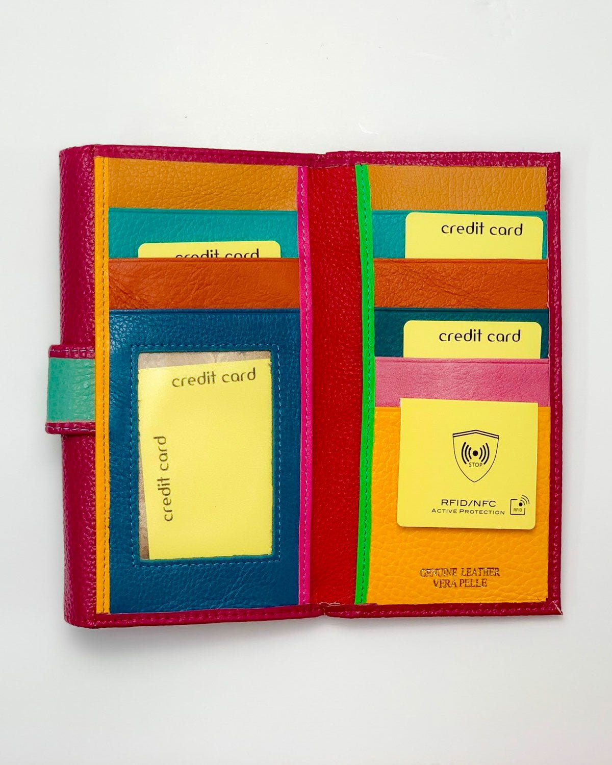 Portafoglio Portamonete Porta Carte donna Athena in vera pelle artigianale Ciclamino - Alidiluna