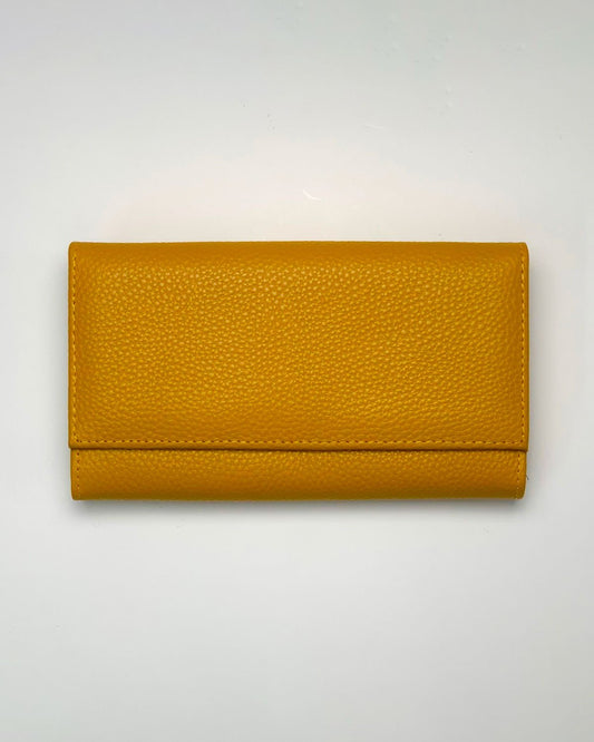 Portafoglio Portamonete Porta Carte donna Athena in vera pelle artigianale Giallo - Alidiluna