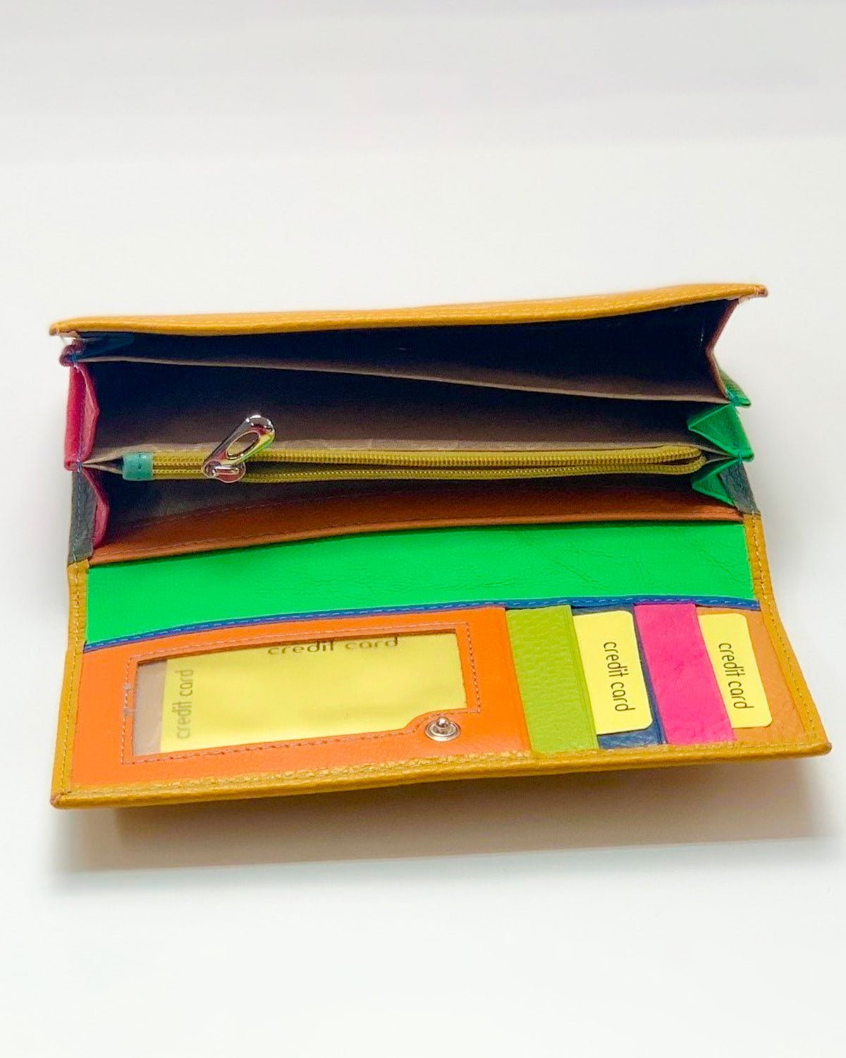Portafoglio Portamonete Porta Carte donna Athena in vera pelle artigianale Giallo - Alidiluna