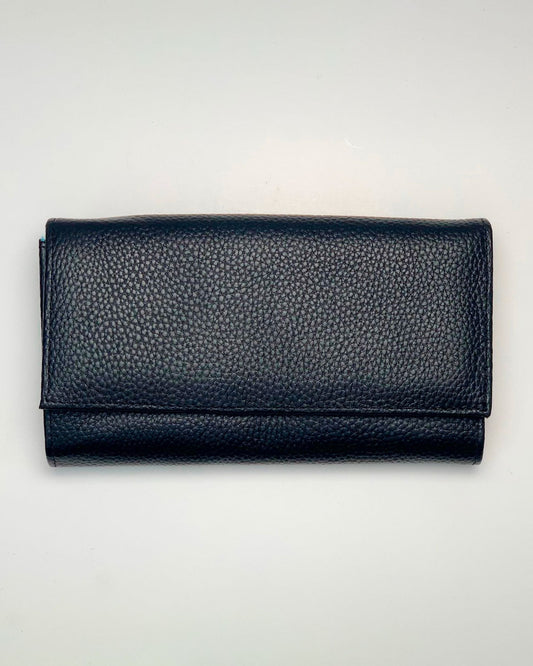 Portafoglio Portamonete Porta Carte donna Athena in vera pelle artigianale Nero made in italy - Alidiluna