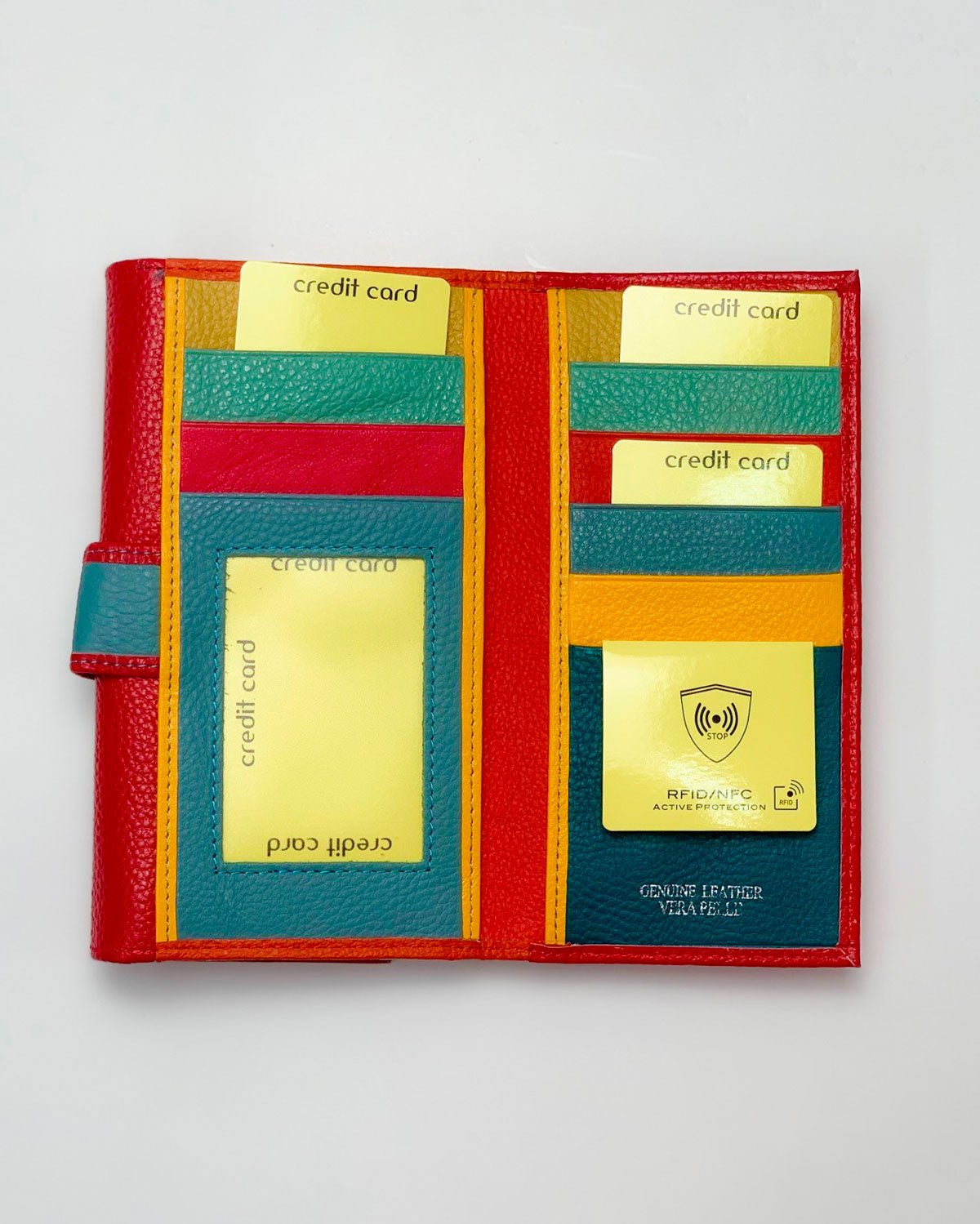 Portafoglio Portamonete Porta Carte donna Athena in vera pelle artigianale Rosso - Alidiluna