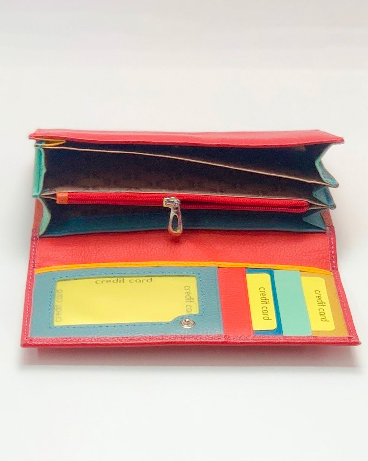 Portafoglio Portamonete Porta Carte donna Athena in vera pelle artigianale Rosso - Alidiluna