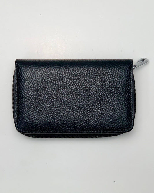 Portafoglio Portamonete Porta Carte donna Demetra in vera pelle artigianale nero - Alidiluna