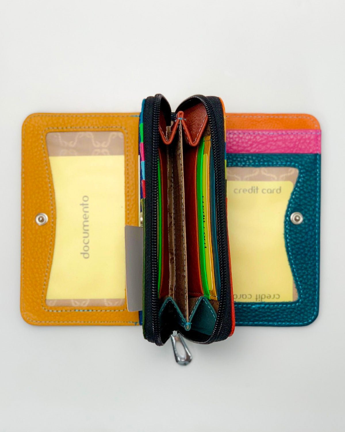 Portafoglio Portamonete Porta Carte donna Demetra in vera pelle artigianale nero - Alidiluna