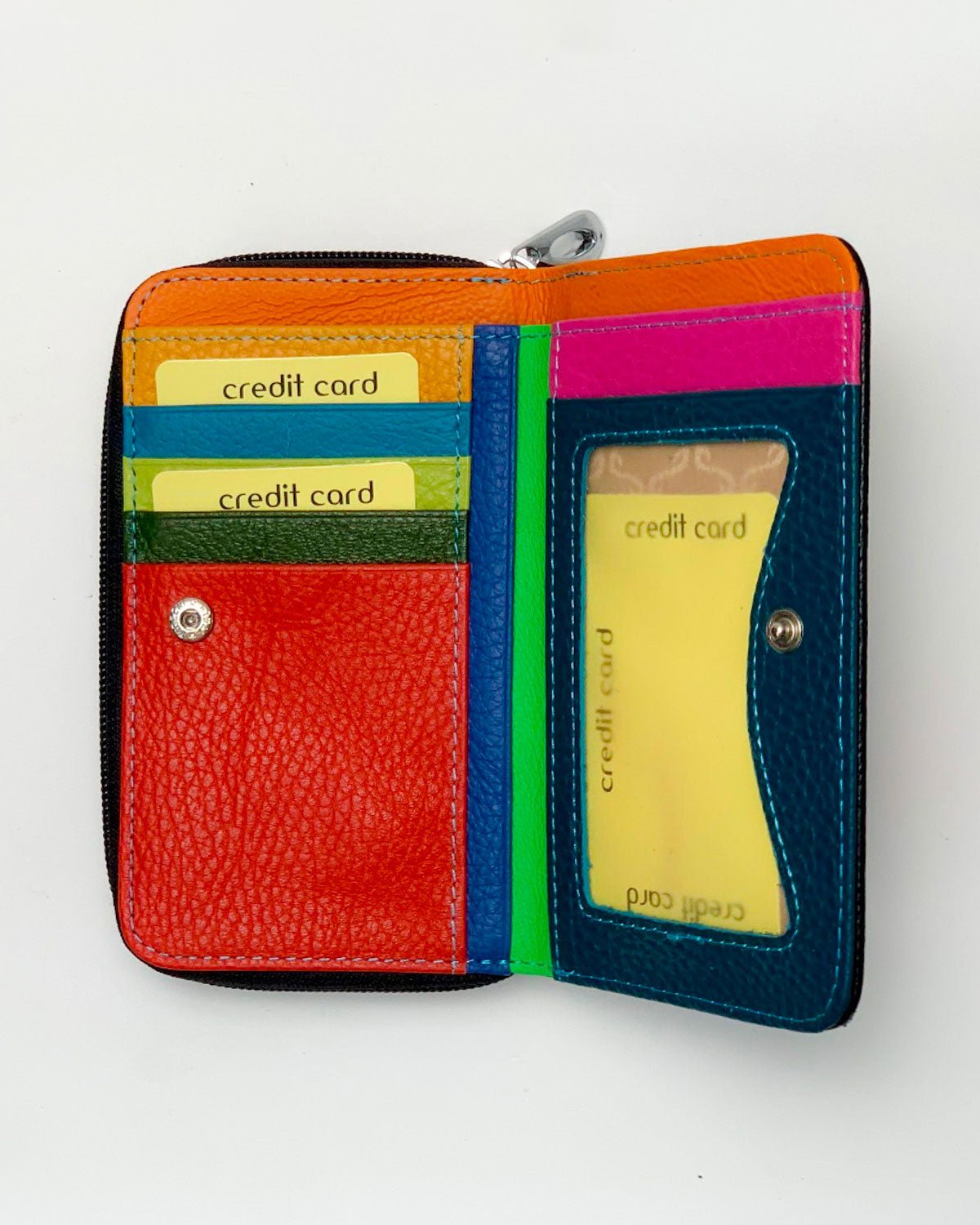 Portafoglio Portamonete Porta Carte donna Demetra in vera pelle artigianale nero - Alidiluna