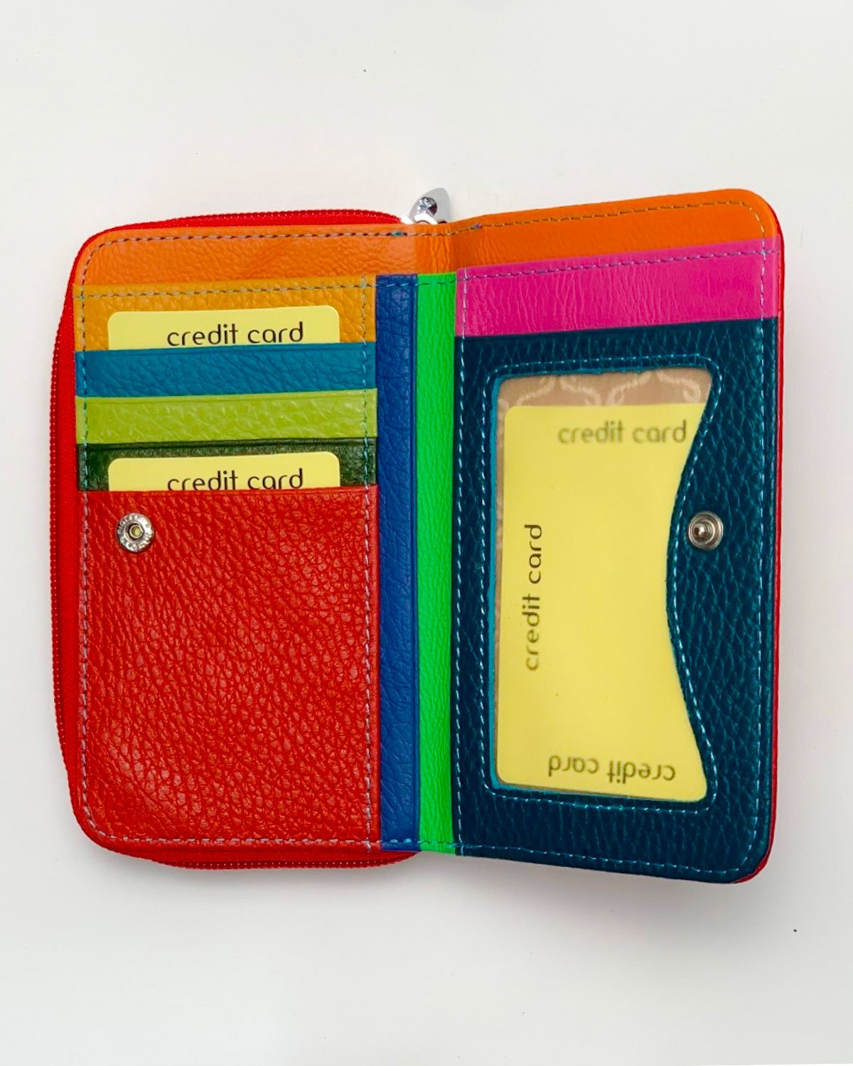 Portafoglio Portamonete Porta Carte donna Demetra in vera pelle artigianale rosso - Alidiluna