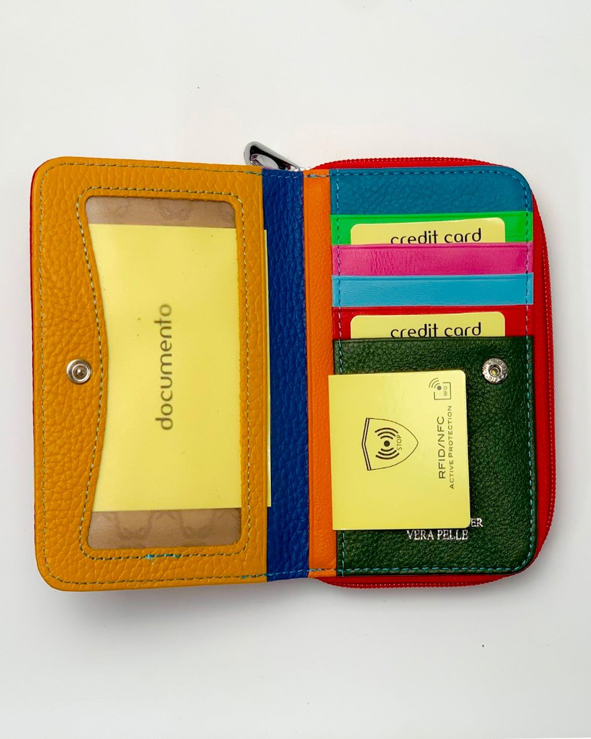 Portafoglio Portamonete Porta Carte donna Demetra in vera pelle artigianale rosso - Alidiluna