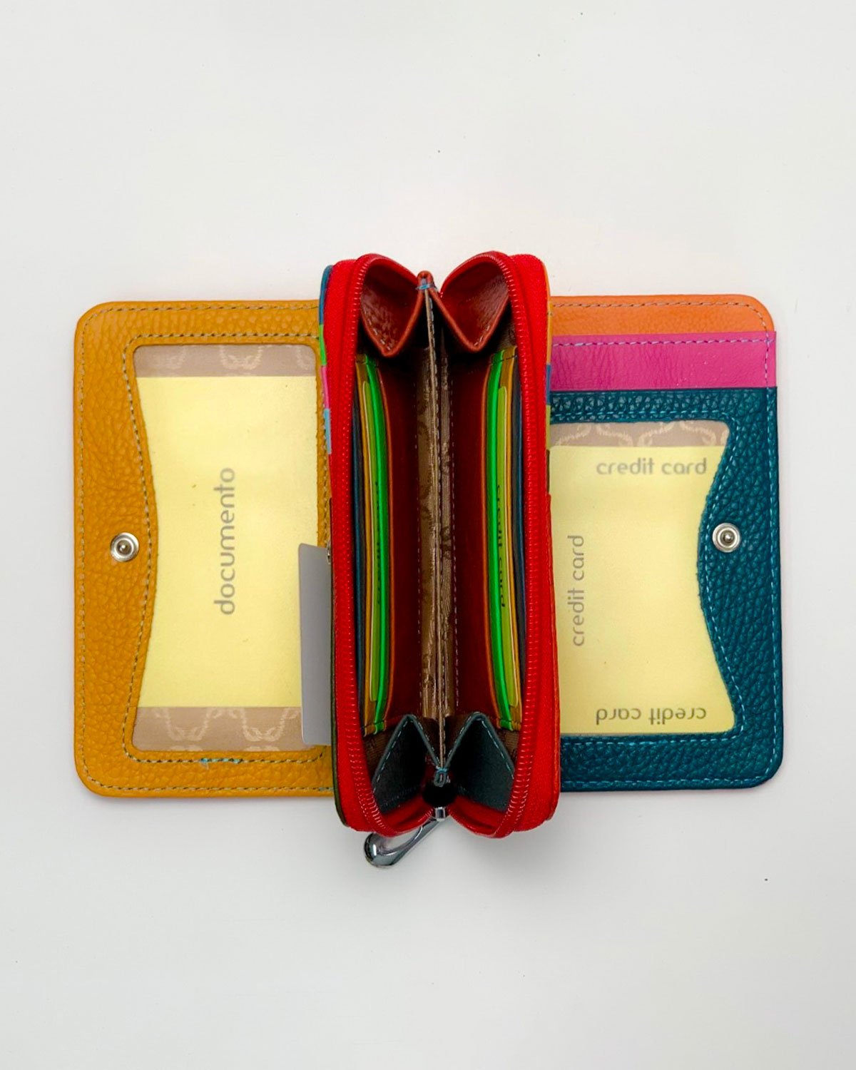 Portafoglio Portamonete Porta Carte donna Demetra in vera pelle artigianale rosso - Alidiluna