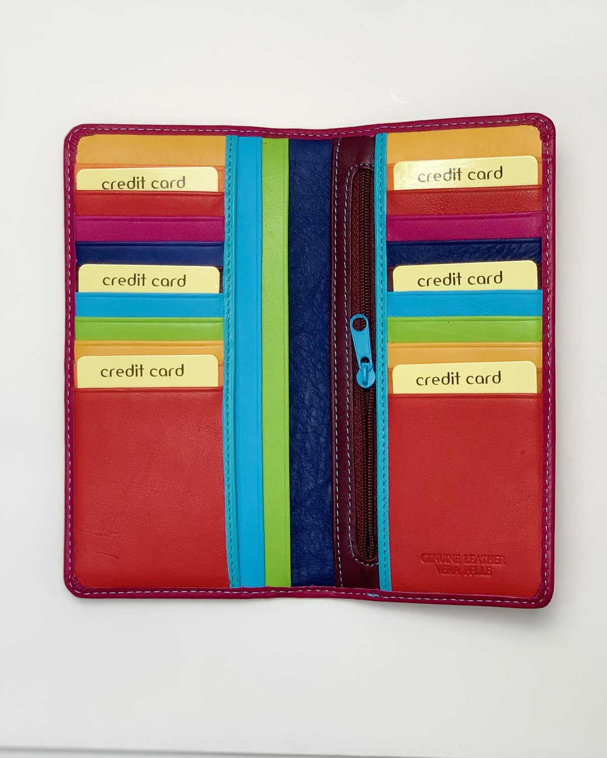 Portafoglio Portamonete Porta Carte donna Diana in vera pelle artigianale ciclamino - Alidiluna