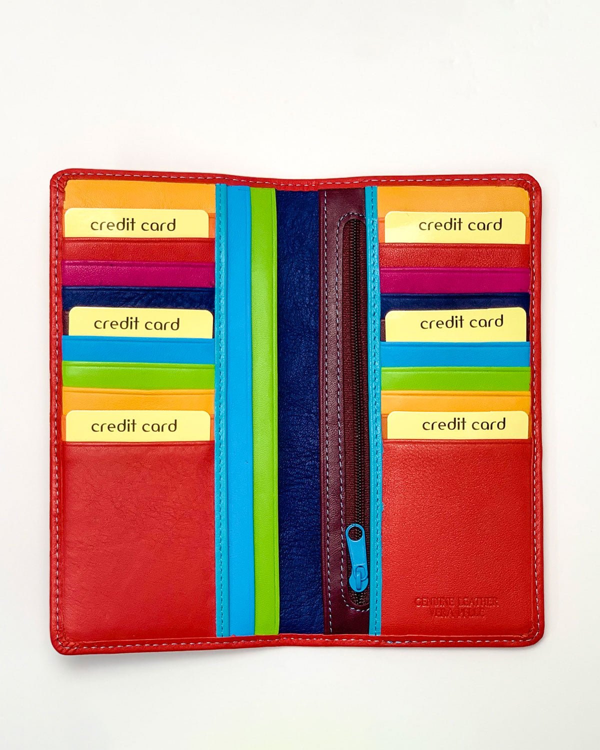 Portafoglio Portamonete Porta Carte donna Diana in vera pelle artigianale Rosso - Alidiluna