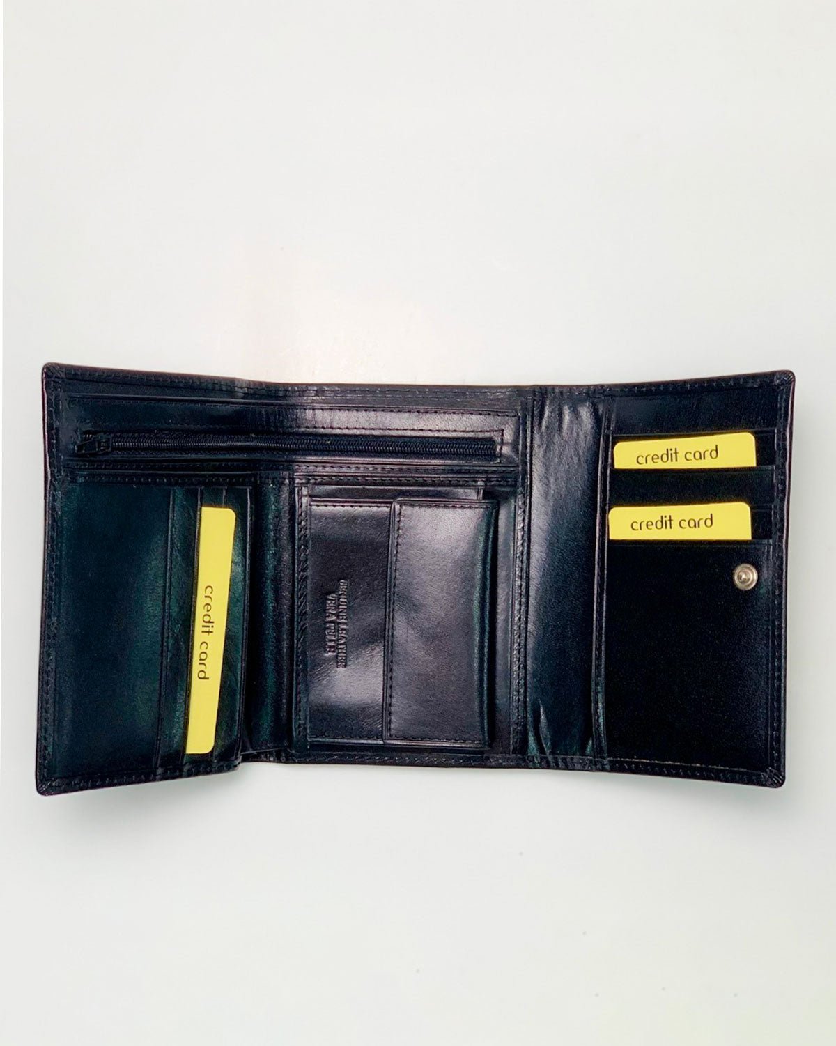 Portafoglio Portamonete Porta Carte donna Era in vera pelle artigianale Nero - Alidiluna