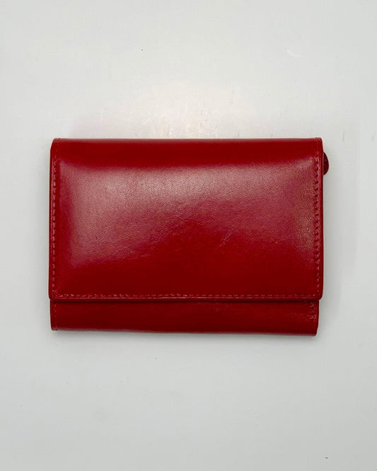 Portafoglio Portamonete Porta Carte donna Era in vera pelle artigianale Rosso - Alidiluna