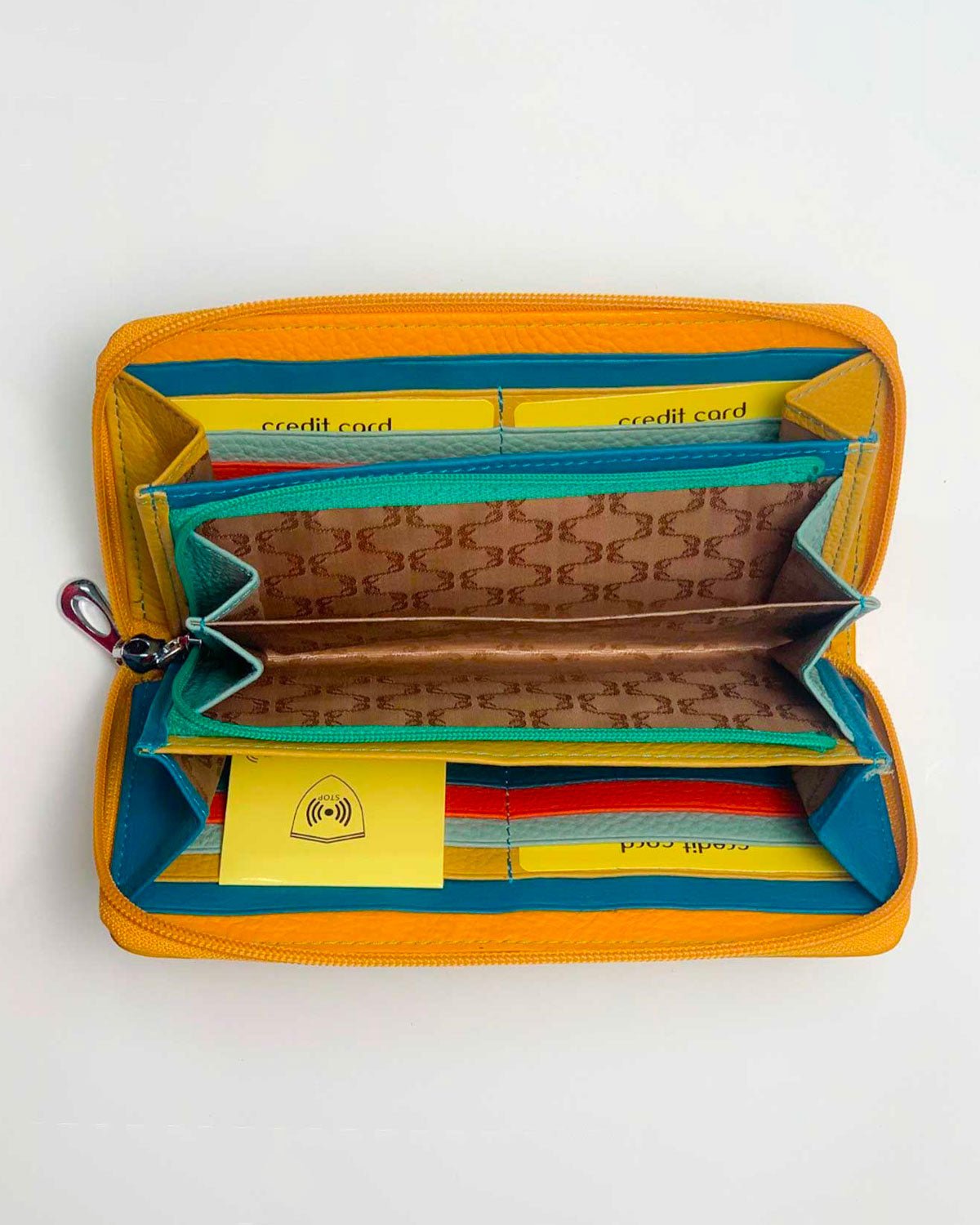 Portafoglio Portamonete Porta Carte donna Giunone in vera pelle artigianale Giallo - Alidiluna