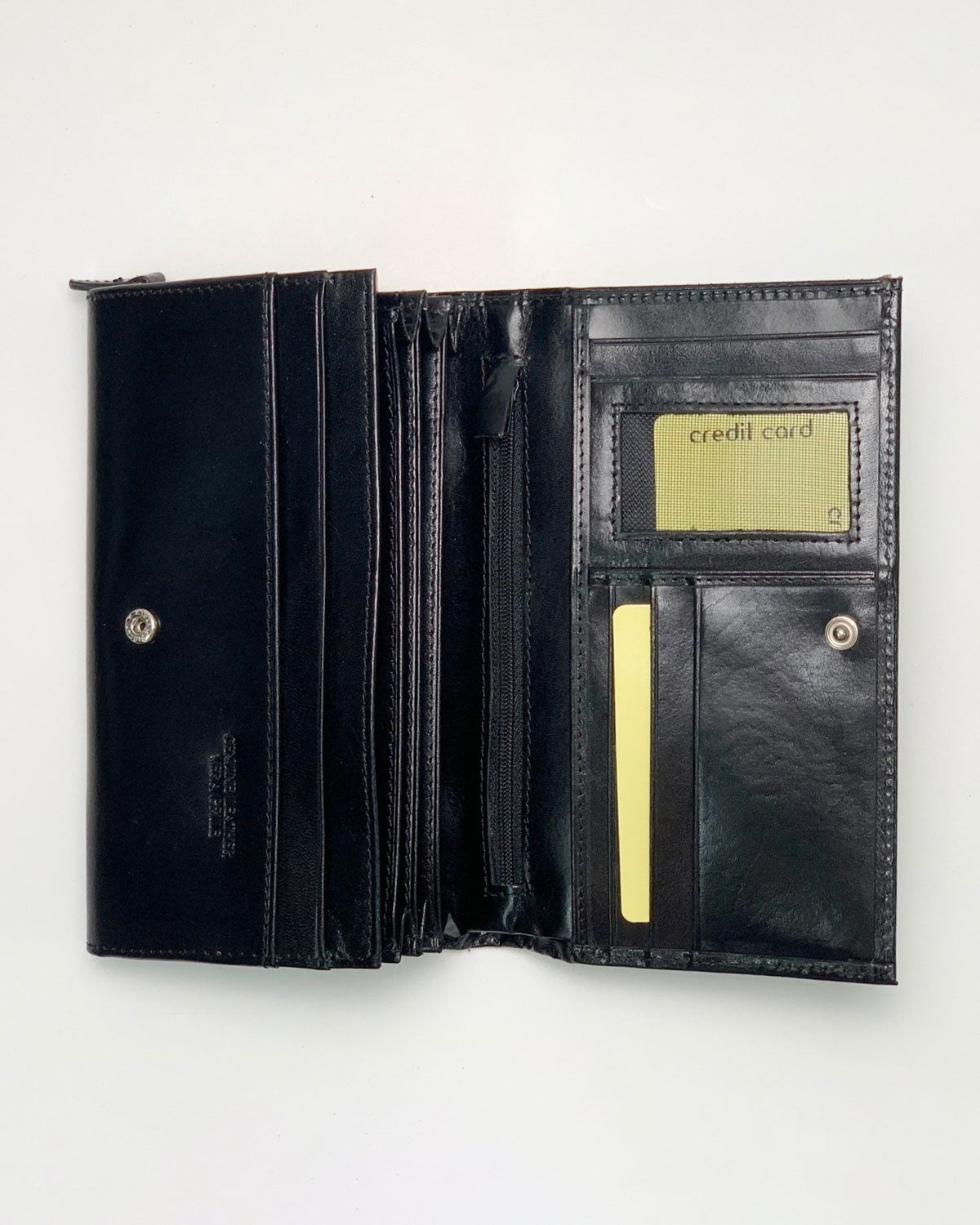 Portafoglio Portamonete Porta Carte donna Iside in vera pelle artigianale Nero - Alidiluna