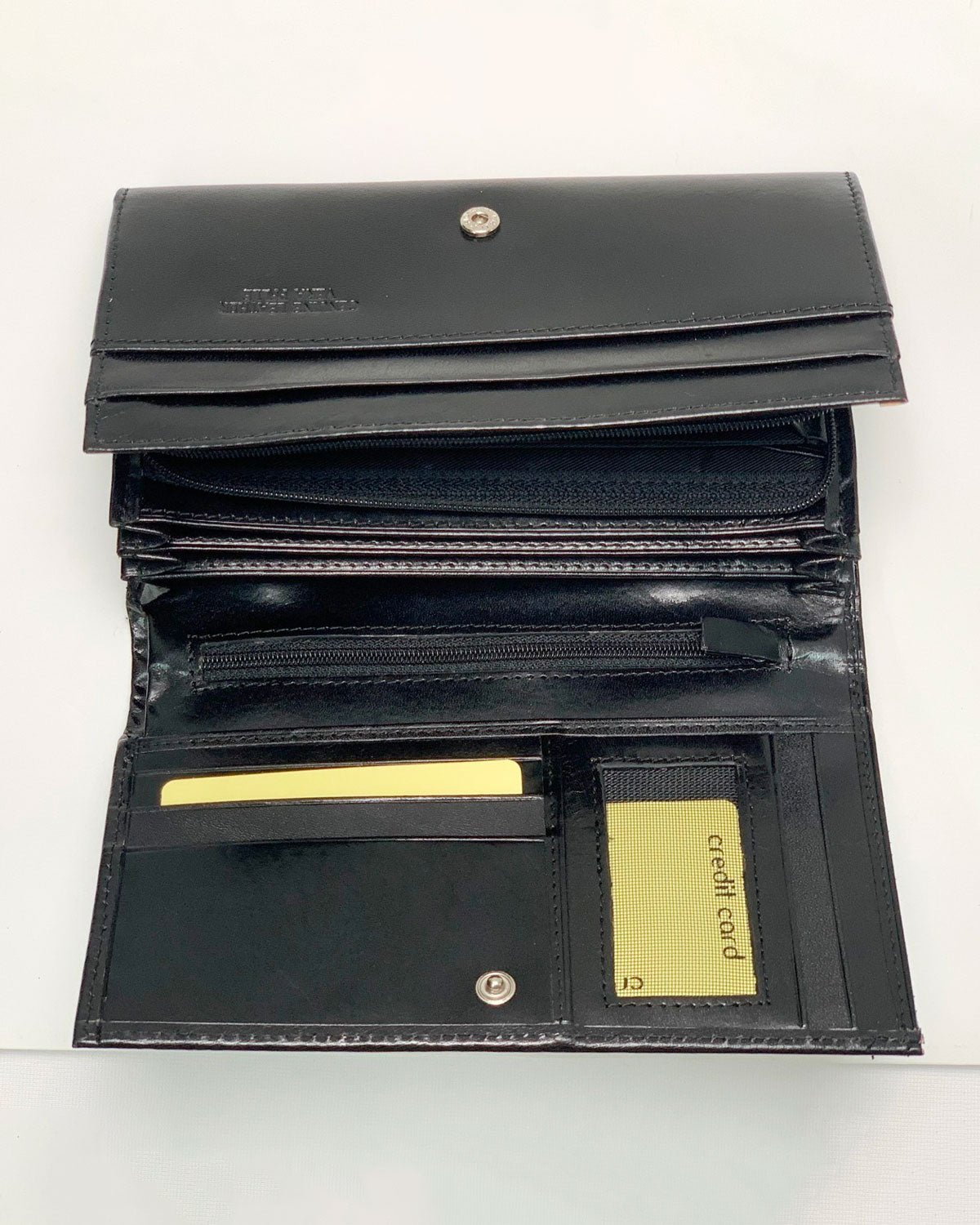 Portafoglio Portamonete Porta Carte donna Iside in vera pelle artigianale Nero - Alidiluna