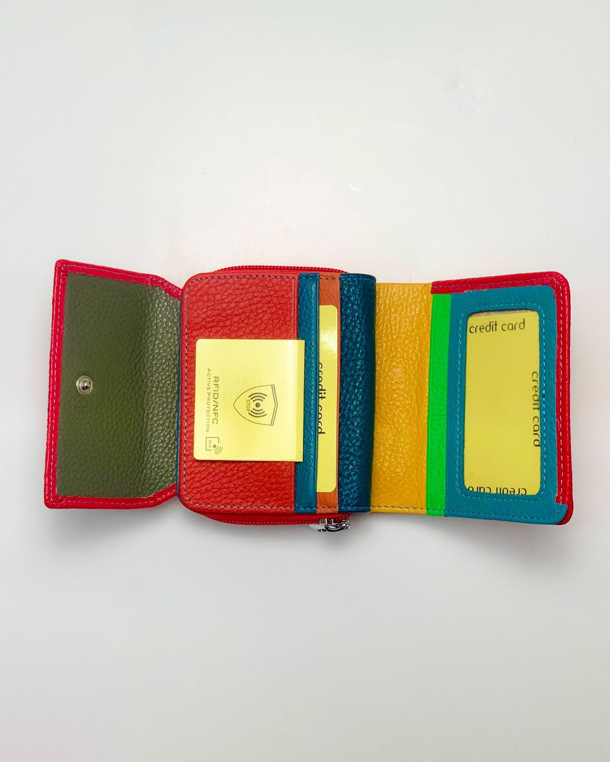 Portafoglio Portamonete Porta Carte donna Maia in vera pelle artigianale Rosso - Alidiluna