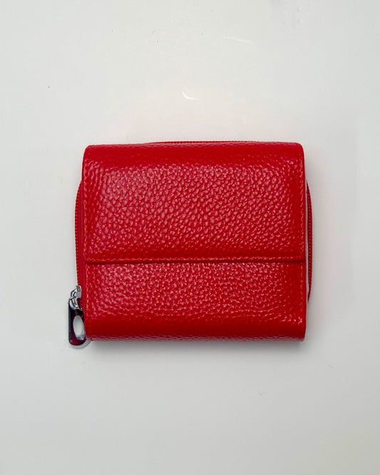 Portafoglio Portamonete Porta Carte donna Maia in vera pelle artigianale Rosso - Alidiluna