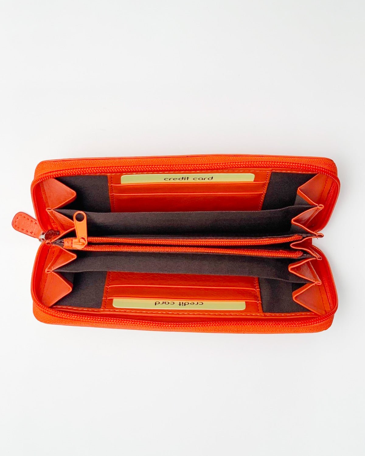 Portafoglio Portamonete Porta Carte donna Minerva in vera pelle artigianale arancione - Alidiluna