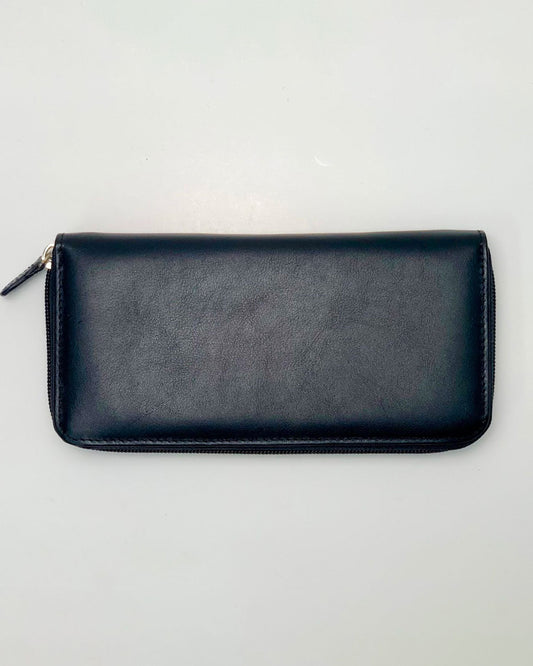 Portafoglio Portamonete Porta Carte donna Minerva in vera pelle artigianale Nero - Alidiluna