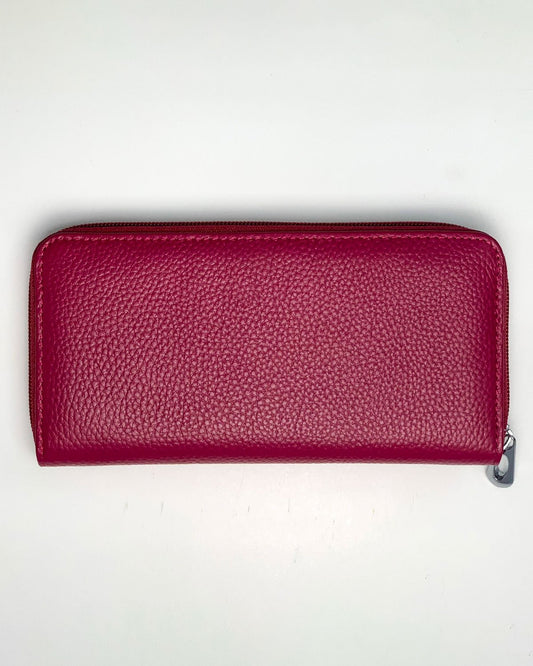 Portafoglio Portamonete Porta Carte donna Nefertari in vera pelle artigianale Ciclamino - Alidiluna