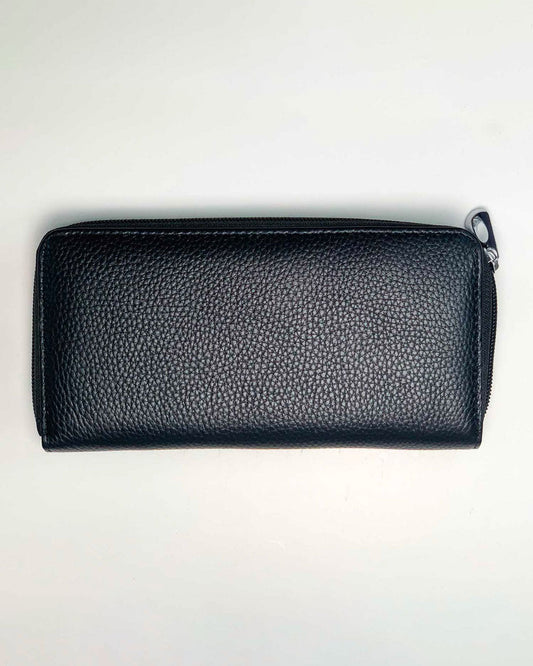 Portafoglio Portamonete Porta Carte donna Nefertari in vera pelle artigianale Nero made in italy - Alidiluna