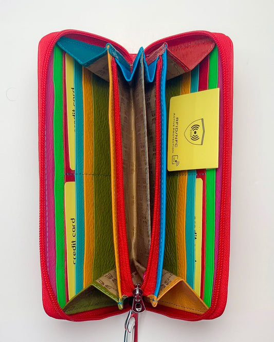 Portafoglio Portamonete Porta Carte donna Nefertari in vera pelle artigianale Rosso - Alidiluna