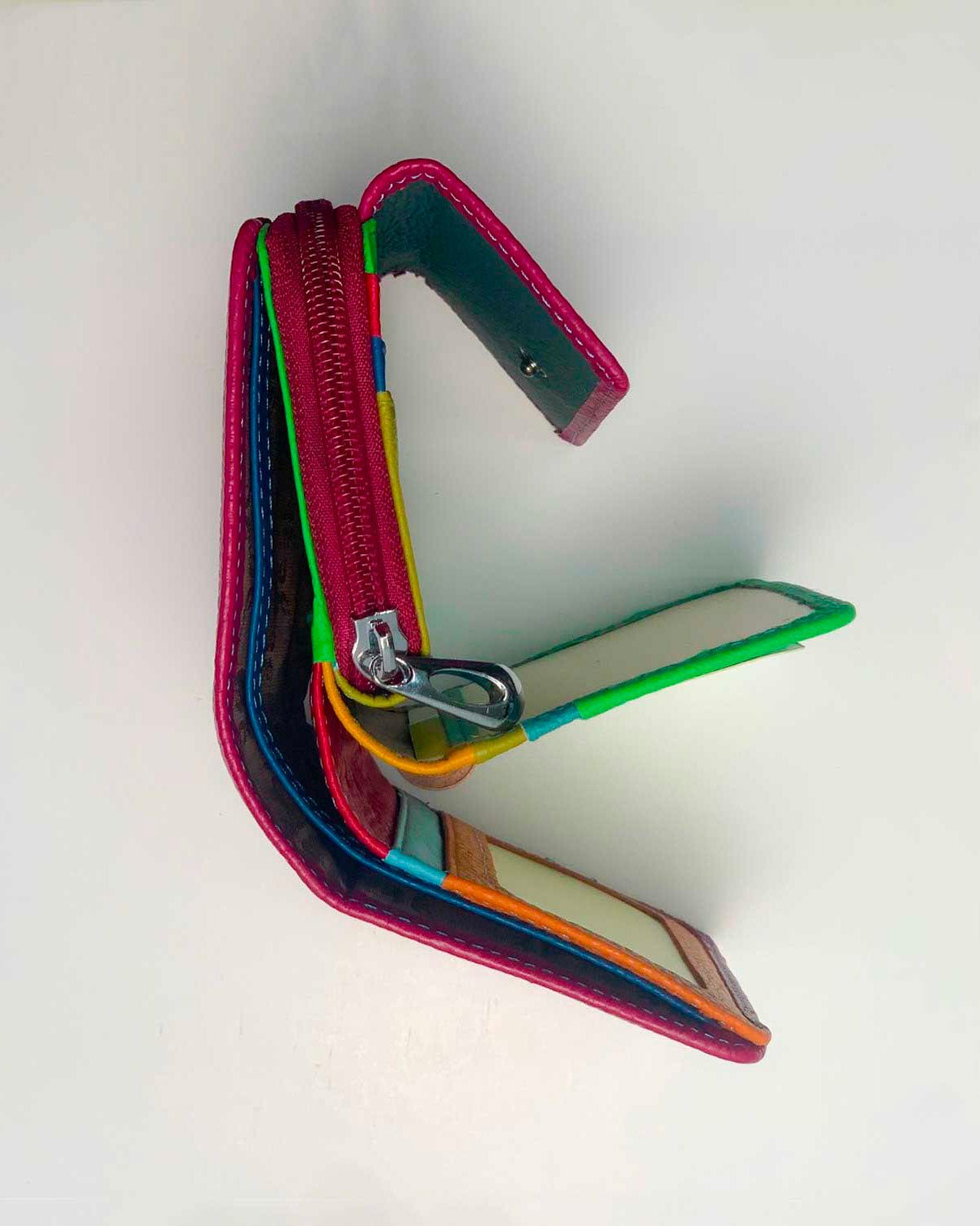 Portafoglio Portamonete Porta Carte donna uomo Artemide in vera pelle artigianale Ciclamino - Alidiluna