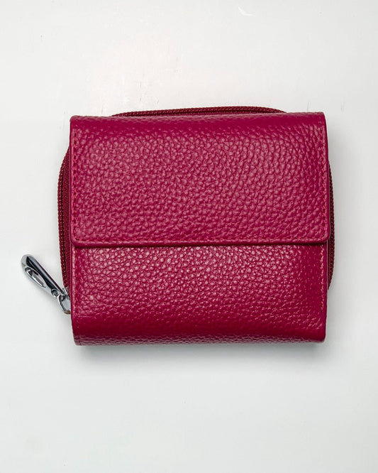 Portafoglio Portamonete Porta Carte donna uomo Artemide in vera pelle artigianale Ciclamino - Alidiluna